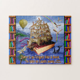 Puzzle Scène d'océan de bateau de livre avec la citatio