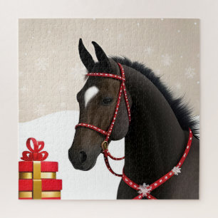 Puzzle Scène du Cheval Noir de Noël pour s'amuser en fami