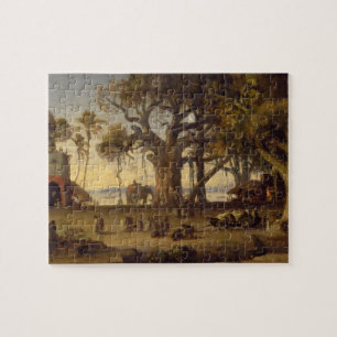 Puzzle Scène éclairée par la lune d'amon indien de