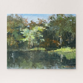 Puzzle Scène Forêt De Rivière Peinture Originale Difficil