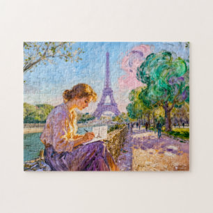 Puzzle Scène impressionniste de Paris au bord de la riviè