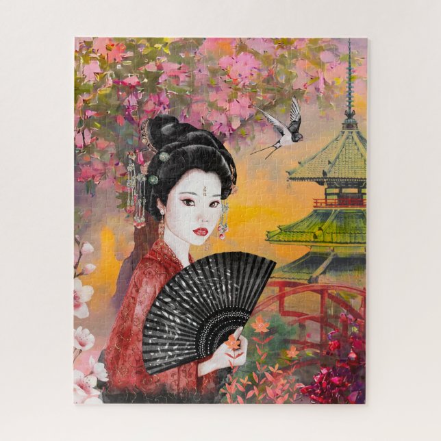 Puzzle Scène Japonaise Avec Une Femme (Vertical)