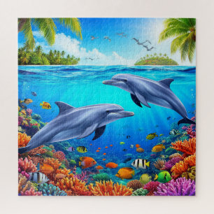 Puzzle Scène sous-marine tropicale avec dauphins