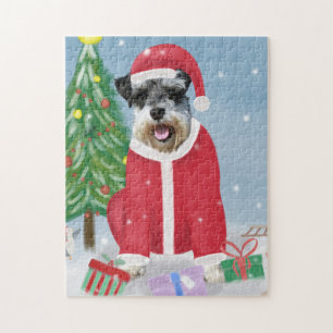 Puzzle Schnauzer Chien à Noël de neige