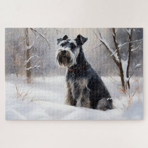 Puzzle Schnauzer Miniature Laisser neiger Noël