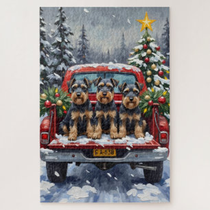 Puzzle Schnauzer Noël Camion Rouge Fêtes