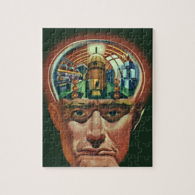 Puzzle Science-fiction vintage, Cerveau Alien en laborato (Vertical)