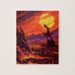 Puzzle Science-fiction vintage Planète volcanique avec la