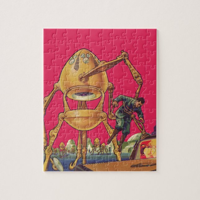 Puzzle Science-fiction vintage Robot Alien capture un hom (Vertical)