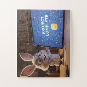 Puzzle Scientifique Lapin Mignon Célébrant la Fin d'un Pr