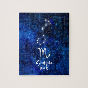 Puzzle Scorpio Zodiac Constellation Bleu Galaxie Monogram