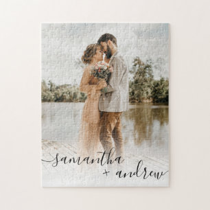 Puzzle Script élégant typographie photo mariage keepsaké