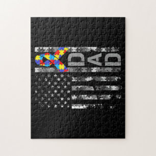Puzzle Sensibilisation sur l'autisme Papa USA Drapeau Fêt