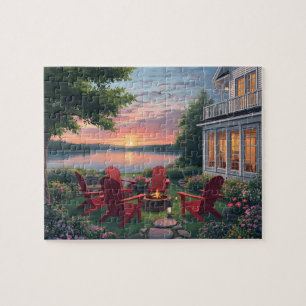 Puzzle Sérénité du coucher de soleil au bord du lac