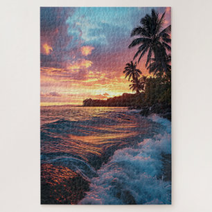 Puzzle Sérénité Tropical Dusk en rose orange et jaune