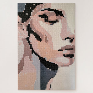 Puzzle Serenity Moderne Neutre Pixel Art Portrait