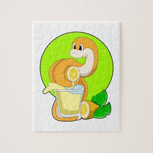 Puzzle Serpent avec verre de jus de citron (Vertical)