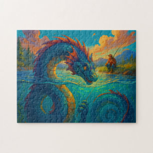 Puzzle Serpent de mer drôle jouant avec un imaginaire pêc