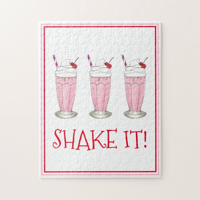 Puzzle Serrez-Le ! Crème de glace de fraise rose Milkshak (Vertical)