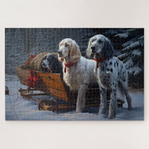 Puzzle Setter Anglais Sleigh enneigé Décor de Noël 