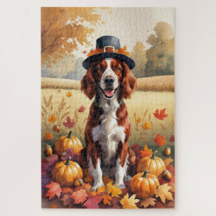Puzzle Setter Rouge Irlandais Dans Les Feuilles D'automne