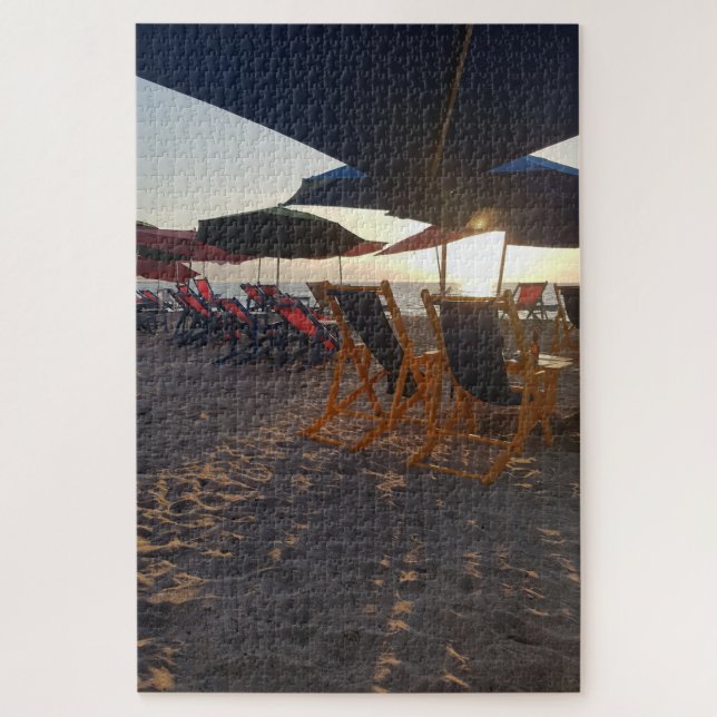 Puzzle Shaded Beach Seating at Sunset (Vertical)