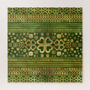 Puzzle Shamrock à quatre feuilles de trèfle vert bois et 