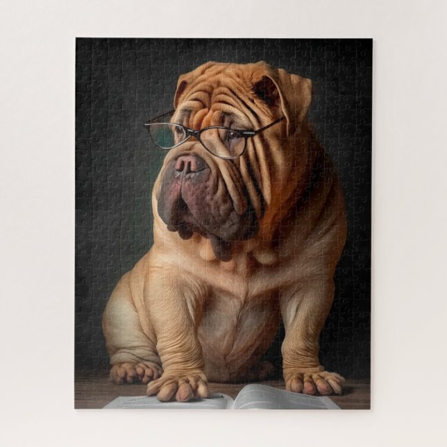 Puzzle Shar Pei Chien intelligent avec conception de livr (Vertical)