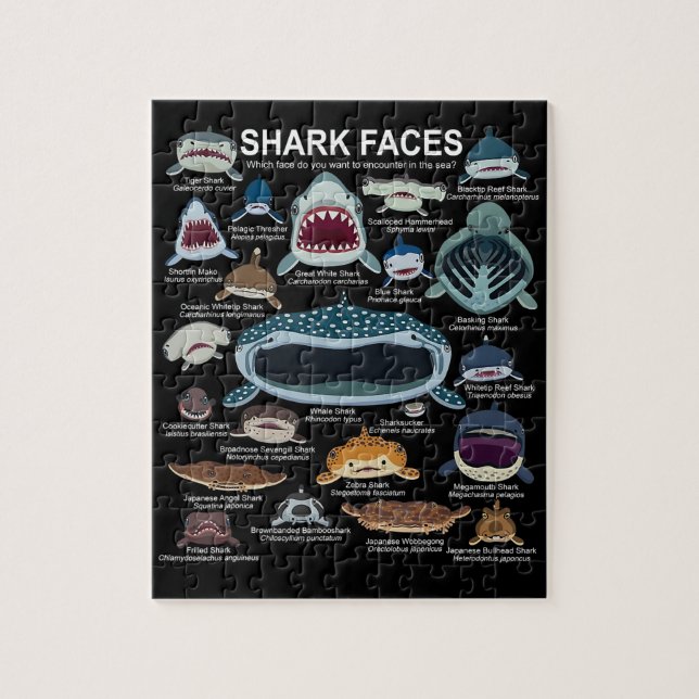 Puzzle Shark faces Which Face Do You Want To Encounter (Vertical)