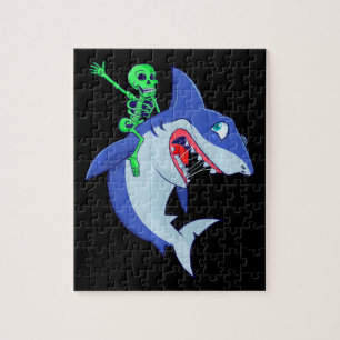 Puzzle Shark Halloween Skeleton équitation Requins Amour