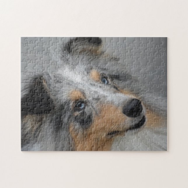 Puzzle Shetland Sheep Chien Jigsaw. (Horizontal)