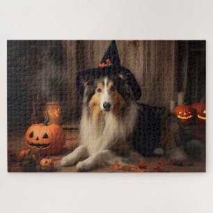 Puzzle Shetland Sheepdog Citrouille Halloween effrayant