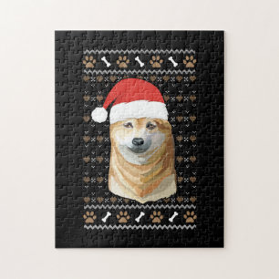 Puzzle Shiba Inu With Santa Hat
