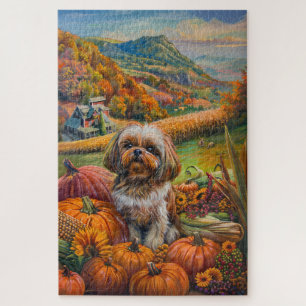 Puzzle Shih Tzu Chien Moisson d'automne Thanksgiving