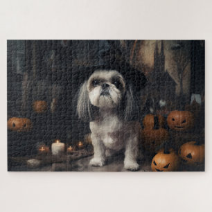 Puzzle Shih Tzu Citrouilles Halloween effrayant