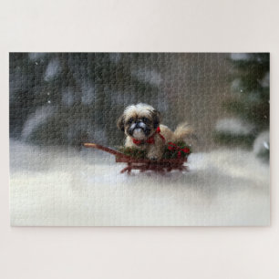 Puzzle Shih Tzu Noël neige hiver