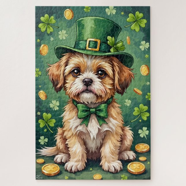 Puzzle Shih Tzu St Patrick’s Day Cute Lucky Dog (Vertical)