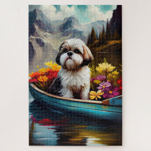 Puzzle Shih Tzu sur une pagaie : une aventure Pittoresque