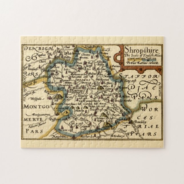 Puzzle Shropshire Comté Angleterre Ancienne carte Antiqua (Horizontal)