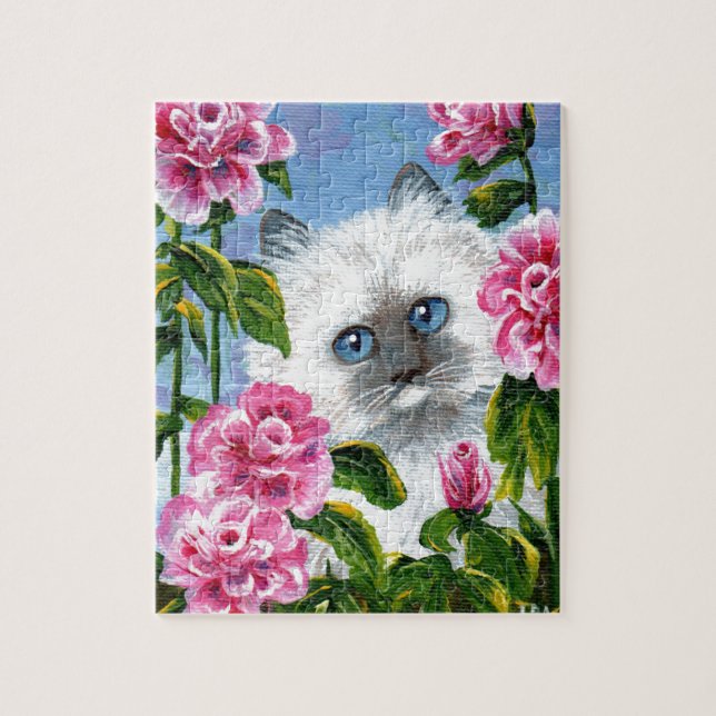 Puzzle Siamese Birman Ragdoll Chat Rose Créationarts (Vertical)