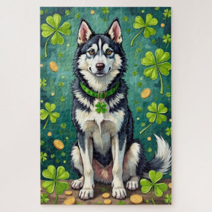 Puzzle Siberian Husky St Patrick’s Day Chien Chanceux