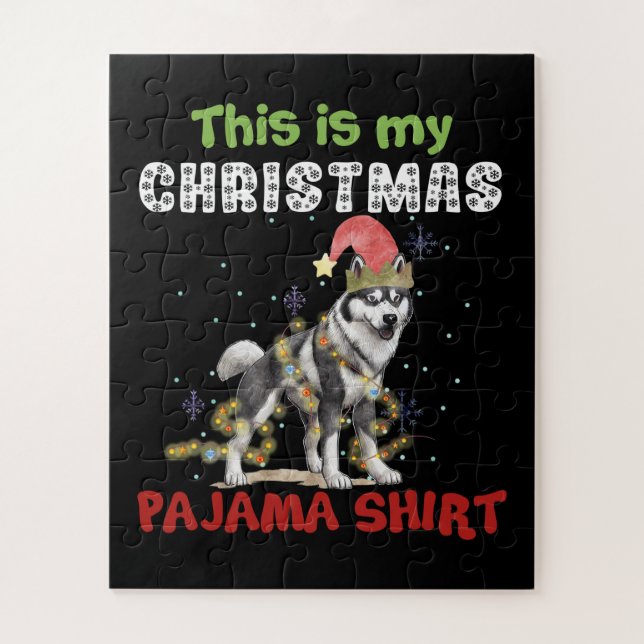 Puzzle Sibérien Husky C'Est Mon Pajama De Noël Noël Noël (Vertical)