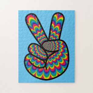 PUZZLE SIGNE DE PAIX HIPPIE PSYCHÉDÉLIQUE COULEURS JIGSAW