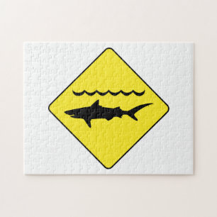 Puzzle Signe "de requins de avertissement" de jaune