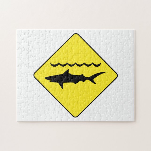 Puzzle Signe "de requins de avertissement" de jaune (Horizontal)
