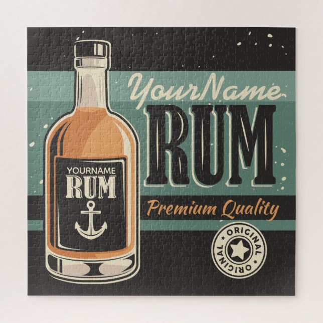 Puzzle Signe rétro de bouteille de rhum de marin personna (Vertical)