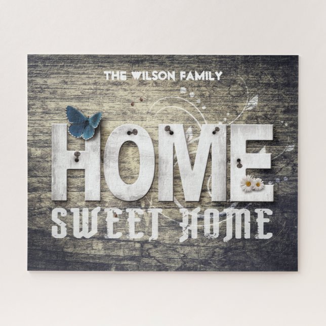Puzzle Signe rustique "Home Sweet Home", grange foncée, (Horizontal)