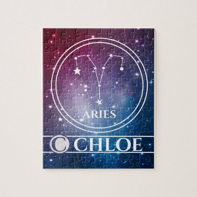 Puzzle SIGNE Zodiaque ARIES Purple Night Sky Stars Nom (Vertical)
