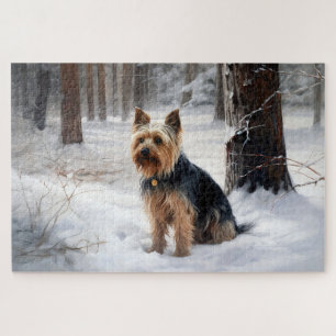 Puzzle Silencieux Terrier Laisser Il Neige Noël
