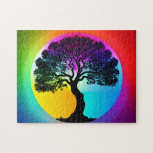 Puzzle Silhouette Abstraite Cravate arc-en-ciel mourir